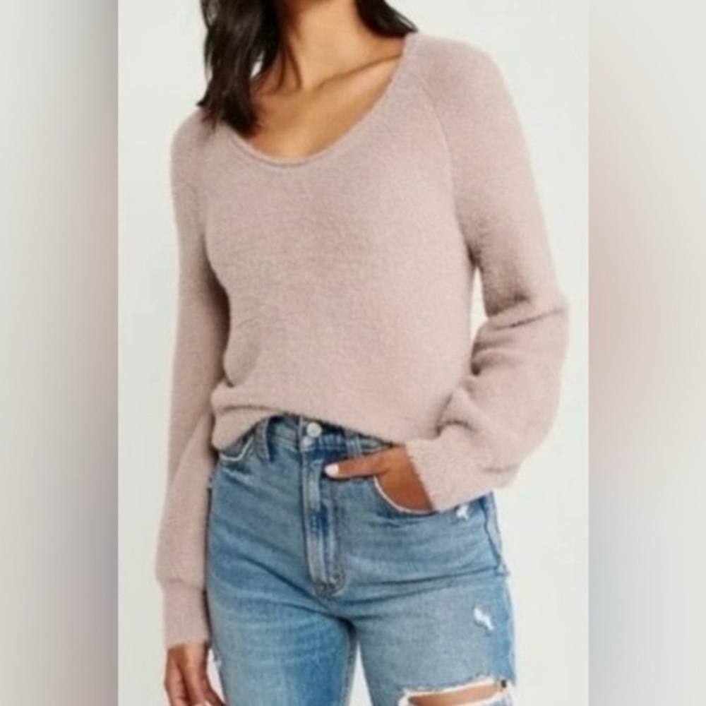 Abercrombie & Fitch Soft Collection Dusty Pink  Balloon Sleeve Cozy Sweater S